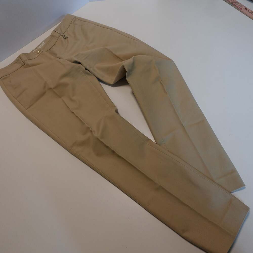 Michael Kors Women's Tan Chino Dress Pants with Metal Logo Plate
